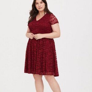 Torrid red lace skater dress